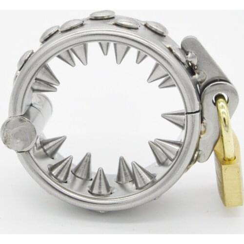 Stainless Steel Spikes Penis Ring Cockring Pendant Scrotum Torture Bondage Lock Male Chastity Belt Ball Stretcher CBT Sex Toys