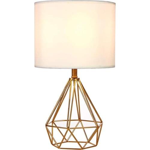 Modern minimalist metal paint rose gold hollow diamond design cloth table lamp personality diamond LED lighting bedroom WF1026