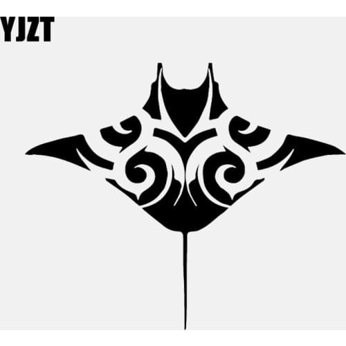 YJZT 15.5CM*12.9CM Car Sticker Manta Ray Fish Sea Life Seashore Ocean Beach Vinyl Decal Black/Silver C24-0600