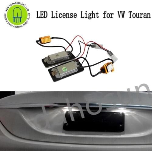 2Pcs White LED Number Plate Lamp For Volkswagen VW Candy Golf Jetta Passat Touran Transporter LED Assembly Tail Rear Light