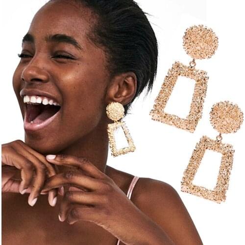 Gold Za Earrings Alloy Big Geometric Earrings Female 2019 Dangle Korean Earring For Women Drop Earring Jewelry Oorbellen Brincos
