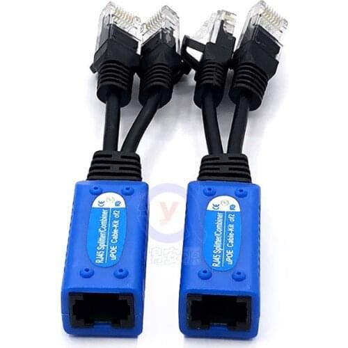 1 Pair RJ45 Splitter Combiner uPOE Cable POE Connectors Adapter Passive Power