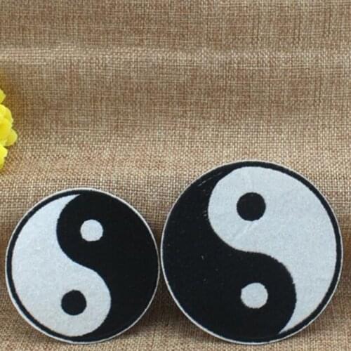 1Pc 3 Sizes Feng Shui Yin Yang Patch Iron On Or Sew For Clothes Embroidered Appliques DIY Accessory