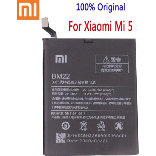 100% Original 3000mAh BM22 Battery For Xiaomi 5 Mi5 M5 bateria Replacement Phone Batteries Accumulator