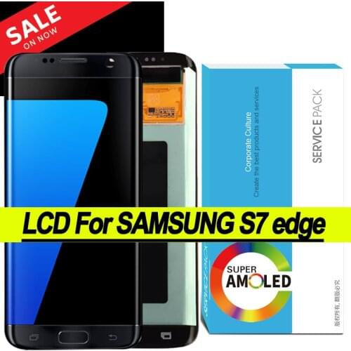 100% Tested 5.5'' Burn Shadow AMOLED for Samsung Galaxy S7 edge G935F SM-G935F LCD With Frame Display Touch Screen Repair Parts
