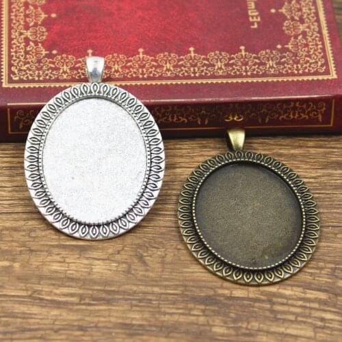 2pcs Cabochon Base Fit Setting Fashion 40x30mm Inner Size Antique Bronze Silver Color Oval Style DIY Jewelry Making Findings
