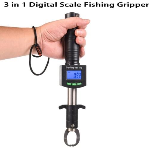 25kg 55lb Fish Grip Multifunctional 3 in 1 Electronic Digital Scale Fishing Lip Gripper Grabber Weighing Weight 1M Tape Measure