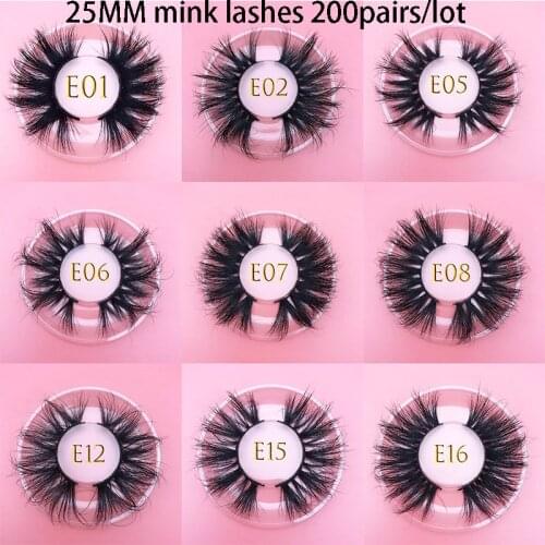 25mm 3D Mink Lashes wholesale 200pairs/lot Thic Strip 3D Mink Eyelashes Custom Packaging Label Makeup Dramatic Long Mink Lashes