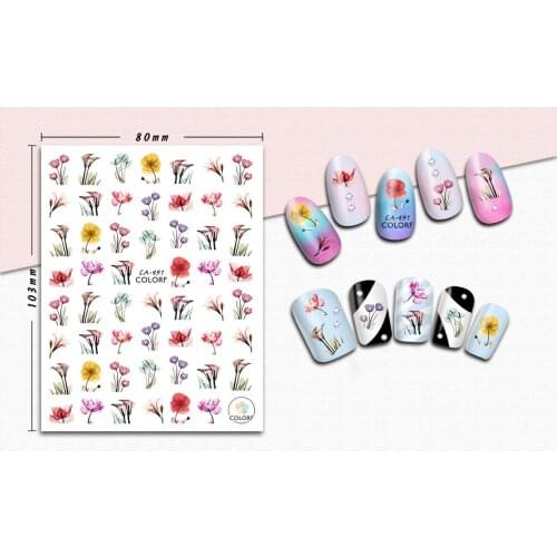 3D Stickers for Nails Transparent Fashion Flowers Girl Nails Art Decoration Manicure Sticker Decals Slider Nail Foil Accessories
