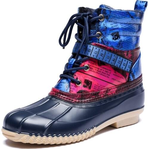 459-1198 TONGPU Womens Lace-Up Lightweight Snow Boots Thermal Winter Duck Boots