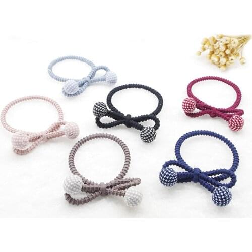 5pcs in) Girls thicker hair deco plaid beads Bows knotted Hair Elastics Bands Gums toddler ponytail holder FREE SHIPPING DX133