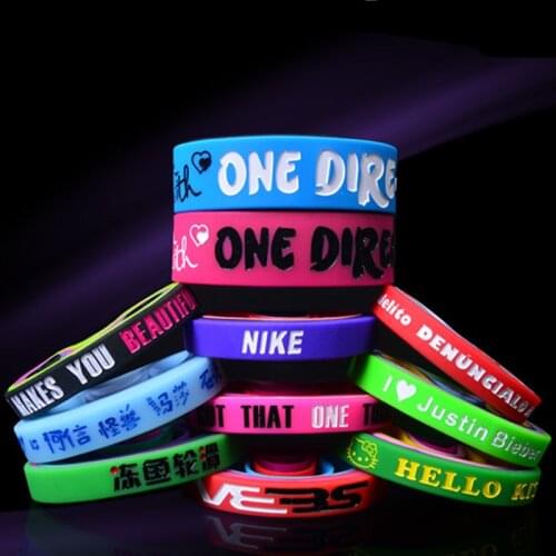 500pcs/lot Custom Debossed Silicone Bracelets Wristbands Unisex Trendy Rubber Fans Gift wristband Wholesale Custom LOGO
