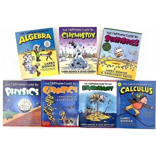 7 Books The Cartoon Guide to Statistics/Chemistry Funny Science Comics English Story Book Help Child Be Reader Early Education