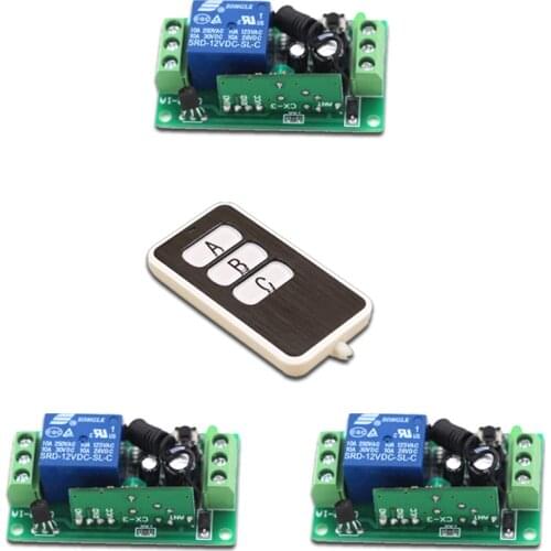 A B C key DC9V 12V 24V 315Mhz 433Mhz Wireless Remote Control Switch Integrated Circuit with 1Transmitter +3Receivers