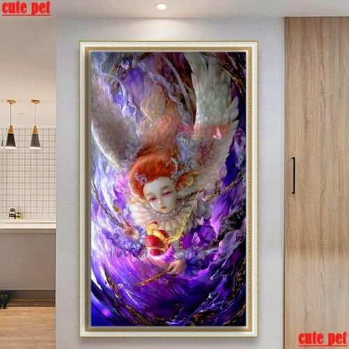 Large 5D Diamond Embroidery Fantasy angel girl puzzle Diy diamond painting cross stitch mosaic full Square round drill Art Decor
