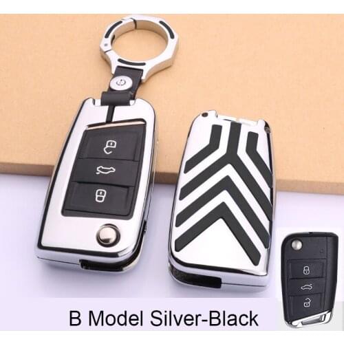 Zinc Alloy Stripe Key Case Cover Auto Key Shell Protector For Volkswagen VW 2016 2017 Passat B8 Skoda Superb
