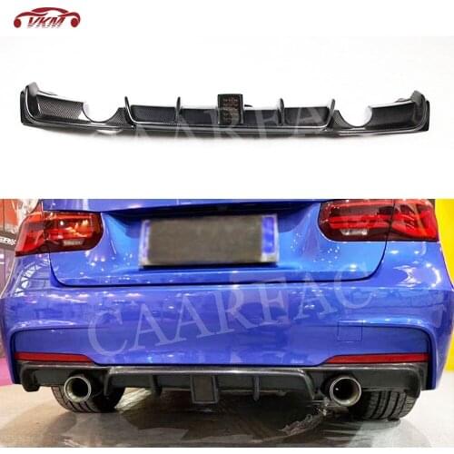 Carbon Fiber Racing Rear Bumper Diffuser With LED Light Fit For BMW 3 Series F30 F35 318i 320i 328i 335i 340i M Sport 2012-2018