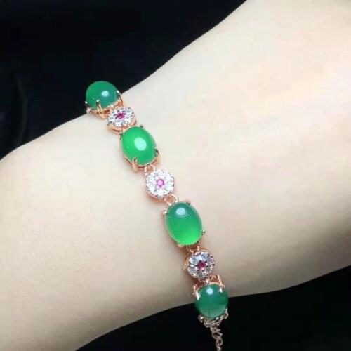 Designer A Goods High Ice Type Green Pigeon Egg Water Drop Bracelet with Ruby free shipping