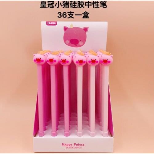 36pcs Gel Pens Black Color Ink Pen Crown pig Kawaii Ballpoint School Canetas Boligrafos Gift Stationery Office Supply 0.5mm