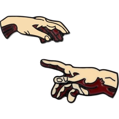 Fashion limbs Enamel Pin Collection The Creation of Adam Brooches Art Hand Lapel Pins Backpack Badge Collar Jewelry Metal