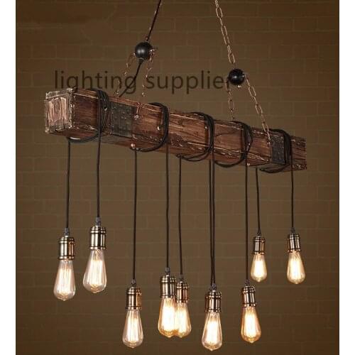 Loft Style Creative Wooden Droplight Edison Vintage Pendant Light Fixtures For Dining Room Hanging Lamp Indoor Lighting