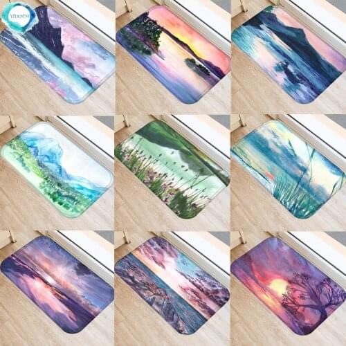 Kitchen Carpet Home Bedroom Entrance Doormat Hallway Balcony Floor Mat Landscape Pattern Bathroom Non-Slip Water Absorption Rug