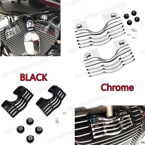 L/R FINNED SLOTTED HEAD BOLT SPARK PLUG COVERS FOR HARLEY TOURING ELECTRA STREET GLIDES ROAD KINGS 1999-2013 2014