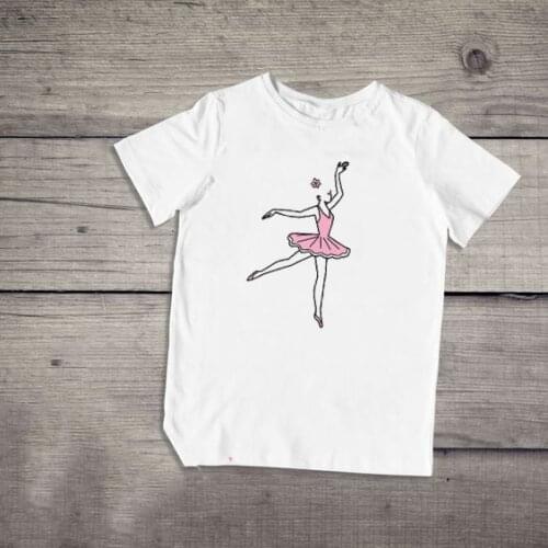 Summer Harajuku Kids Girls Fashion T Shirt Ballet Dancers Print T-shirt Children Funny Girl Tees Short Sleeve Tops Clothing