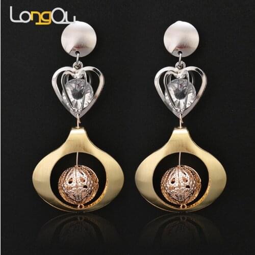 Nigerias hot selling Brand New Top Sale New Flower Earrings Gold Color Clear Cubic Zircon p Earrings for Women