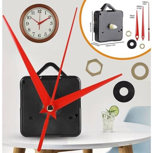 Wall Clock Movement Mechanism Replacement Tool Parts Set Red Hands Pointer Battery Operated DIY Repair Part Kit Accessories
