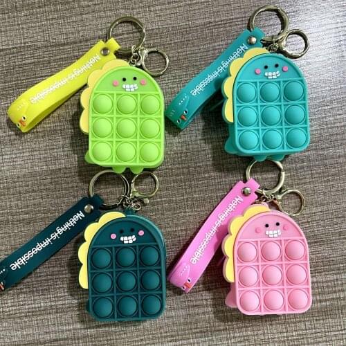 Mini Push popet Bubble Fidget Toy Anti Stress Simple Dimple Coin Purse Keychain Fidget popper Storage Box Toys For Kids Adults