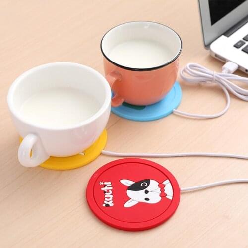 Cartoon Silica Gel Heating Cup Pad Portable USB Milk Tea Thermal Insulation Cup Pad Anti-skid Pad Silica Gel Tablemat Gift