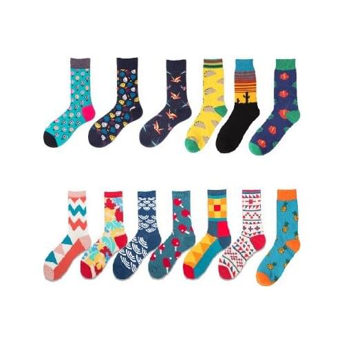 2019 autumn and winter new happy British wind socks personality Christmas couple men socks cotton stockings