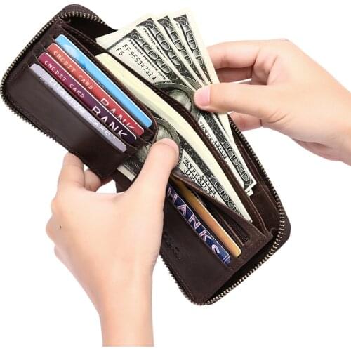 Male Genuine Leather Wallets Men Wallet Credit Business Card Holders Vintage Brown Leather Wallet Purses High Quality Wallet