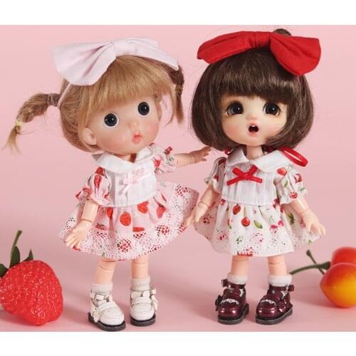 Ob11 doll dress Cute cherry skirt and Hair accessories for Molly doll dress GSC skirt 1/12 bjd doll clothes Doll accessories