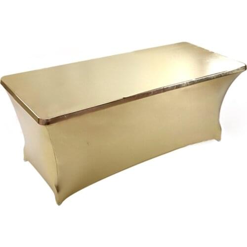 Fitted Metallic Lycra Spandex Table Cover Cloth Elastic Stretch Rectangle Table Cloth For Wedding Event Hotel Party Decoration