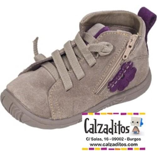 Casual type boots in taupe color serraje leather for girl, Zapy