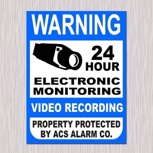 Warning Blue 24 Hour Video Electronic Monitoring Video Recording Tin Sign Metal Sign Metal Poster Metal Decor