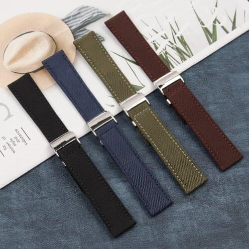 Top quality 22mm Nylon fabric Leather Watch Band Watchband For Breitling watch strap for NAVITIMER WORLD Avenger/navitimer