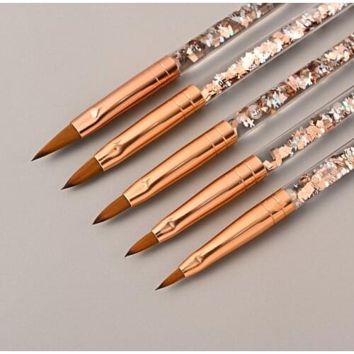 Nail Art Pen Rose Gold Nylon Hair Acrylic UV Gel Nail Brush Nail Tool Brush Crystal Glitter DIY Professional Nail Accessories