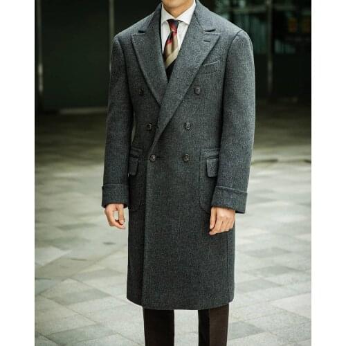 Mid-Length Woolen Overcoat For Men Double Breasted England Style Cacual 2021 Winter Fashion Notched Thicken Jacket