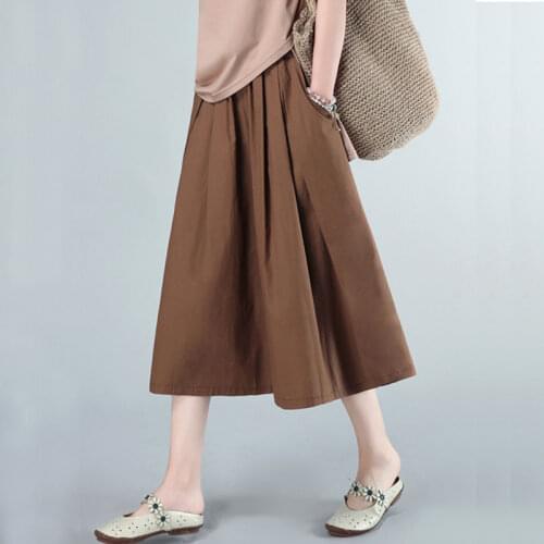 Summer Women Shorts Calf-length Pants Drawstring Cotton Plus Size Wide Leg Pants Casual Loose Womens Shorts with High Waisted