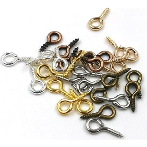 100-200Pcs/lot Mini Screw Eye Pins Jewelry Bails Charms Pendant Thread Eye Hooks Clasps For Jewelry Making Supplies