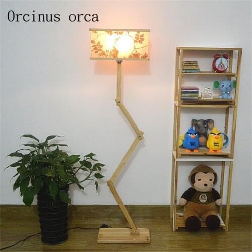 Modern simple Chinese folding solid wood floor lamp living room bedroom study Nordic creative personality bamboo desk lamp