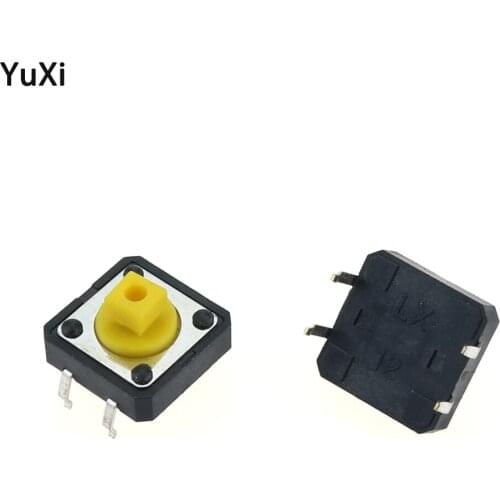 10pcs 12x12x7.3 mm PCB Tactile Switches Yellow Square SMD Mini Push Button Tact Switch 12*12*7.3 mm Micro switch 4pin