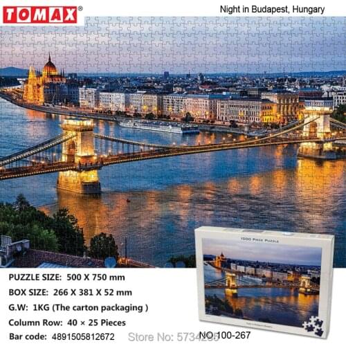 TOMAX Stock 1000 pcs Hungarian Architectural Puzzles Childrens Hand Games Toys Modern Style Hanging Paintings Adult Gifts