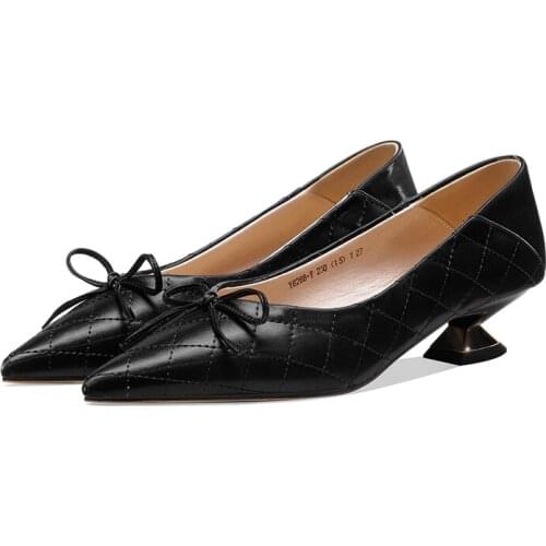 Salu Elegant Shallow Shoes Woman Heels Fashion Newest Genuine Leather Shoes for Women Wedding Party Pointed Toe High Heels Pumps