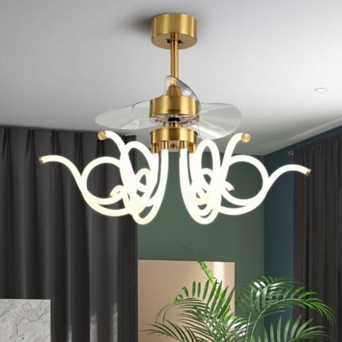 Nordic fan light ceiling modern dining room living room bedroom special-shaped electric fan chandelier invisible feiguanglight