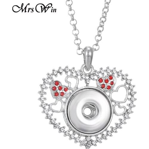 Snap Jewelry Vintage Crystal Love Heart Snap Button Necklace Choker Collar 18mm Snap Buttons Valentines Day Gifts