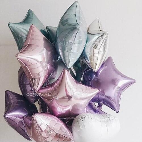 5PCS Baby Shower 18 inch Pink White Star Helium Foil Balloons Girls Happy Birthday Party Supplies 1st Party Decoration Air Ball